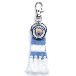 manchester city fc blue bar scarf bag charm