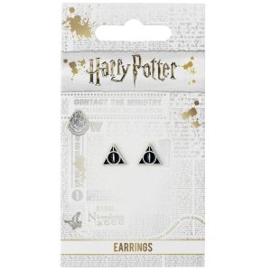 harry potter silver plated deathly hallows stud earrings