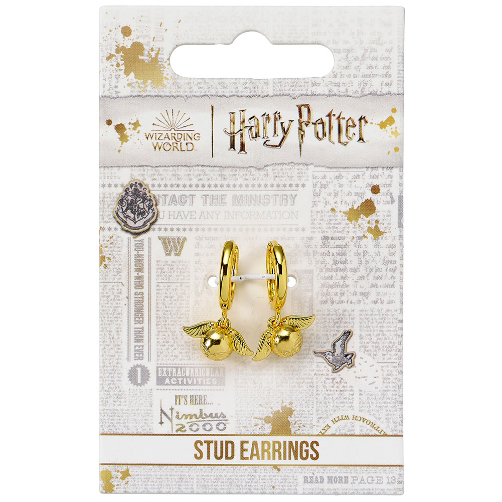 harry potter gold plated golden snitch hoop earrings