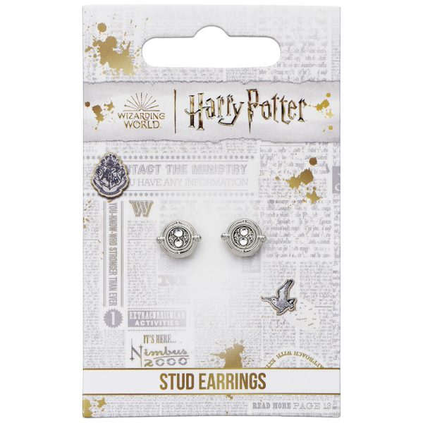 harry potter silver plated time turner stud earrings
