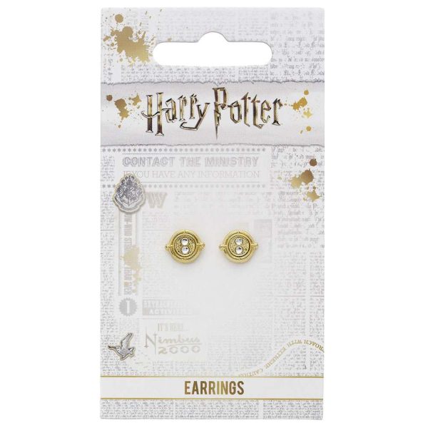 harry potter gold plated time turner stud earrings