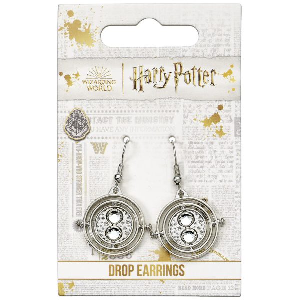 harry potter silver plated time turner hook earrings