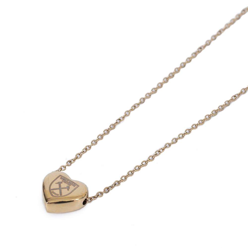 west ham united fc gold plated heart necklace