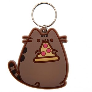 pusheen pizza pvc keyring