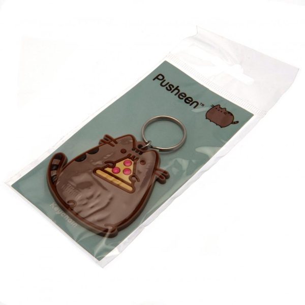 pusheen pizza pvc keyring