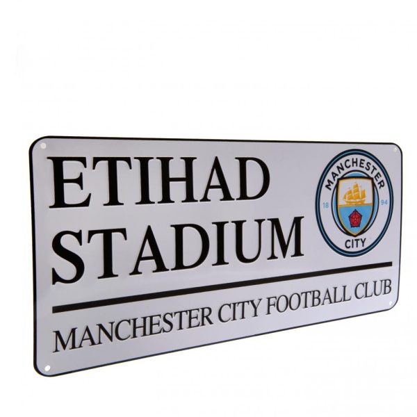 manchester city fc white street sign