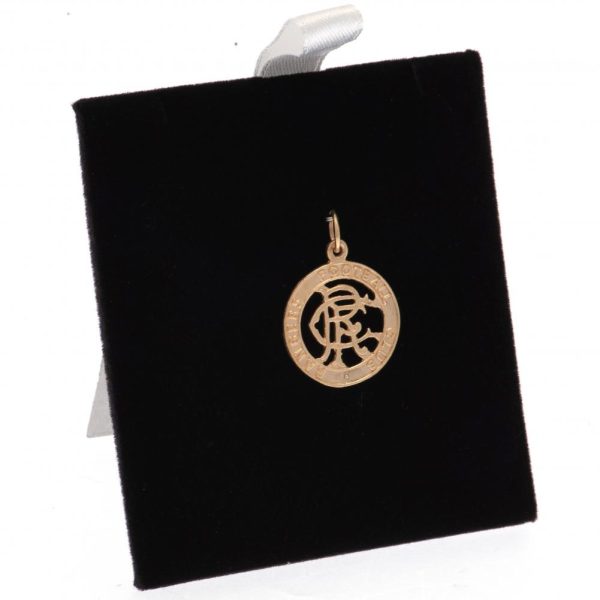 rangers fc 9ct gold pendant round crest