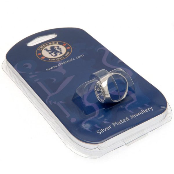 chelsea fc silver plated crest ring large