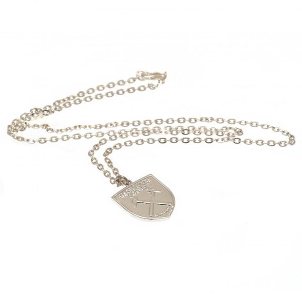 west ham united fc silver plated pendant & chain xl