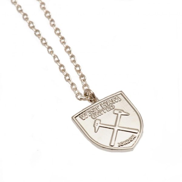 west ham united fc silver plated pendant & chain xl