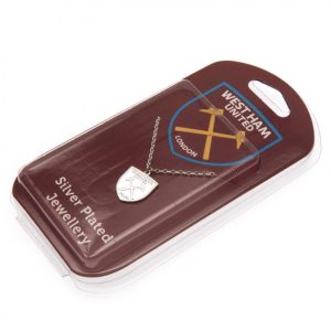 west ham united fc silver plated pendant & chain xl