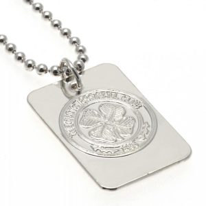 celtic fc silver plated dog tag & chain