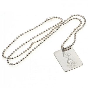 tottenham hotspur fc silver plated dog tag & chain
