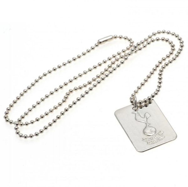 tottenham hotspur fc silver plated dog tag & chain