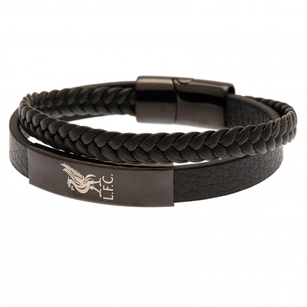 liverpool fc black ip leather bracelet