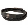 manchester city fc black ip leather bracelet