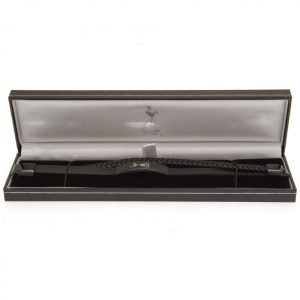 tottenham hotspur fc black ip leather bracelet