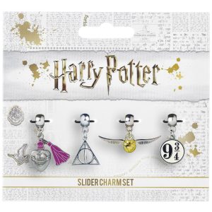 harry potter silver plated slider charm set