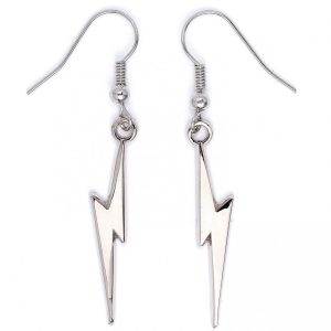 harry potter silver plated lightning bolt hook earrings