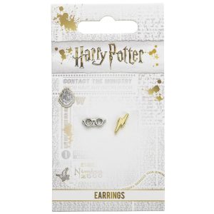 harry potter silver plated lightning bolt & glasses stud earring