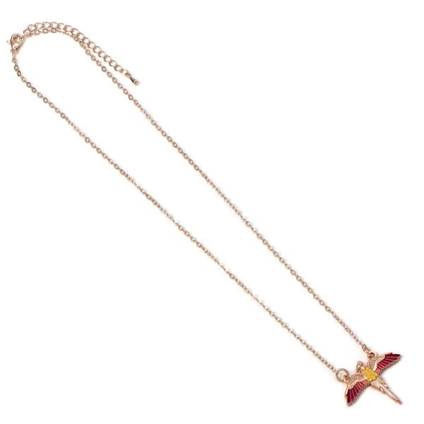 harry potter rose gold plated necklace fawkes