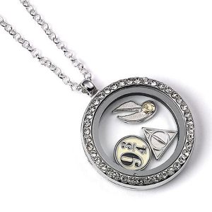 harry potter silver plated charm locket necklace