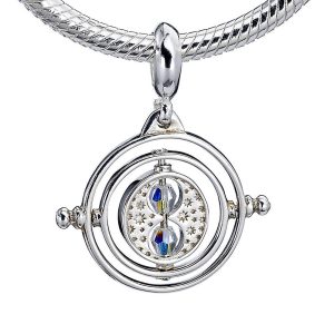 harry potter sterling silver crystal charm time turner