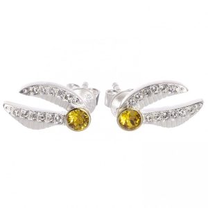 harry potter sterling silver crystal earrings golden snitch