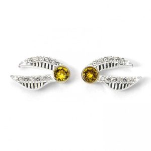harry potter sterling silver crystal earrings golden snitch