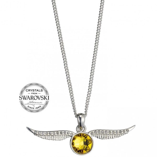 harry potter sterling silver crystal necklace golden snitch