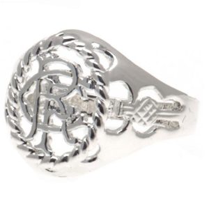 rangers fc silver plated crest ring small