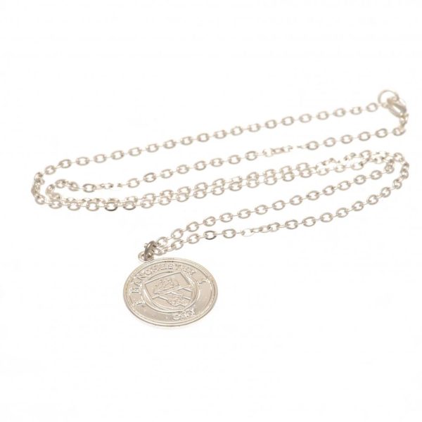 manchester city fc silver plated pendant & chain