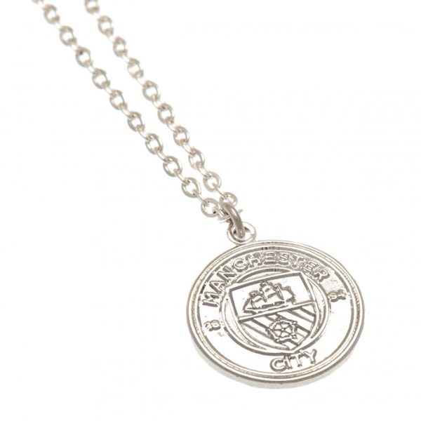 manchester city fc silver plated pendant & chain