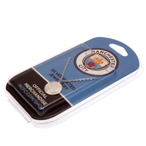 manchester city fc silver plated pendant & chain
