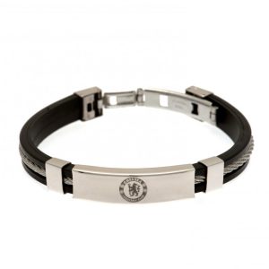 chelsea fc silver inlay silicone bracelet