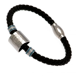 manchester city fc colour ring leather bracelet