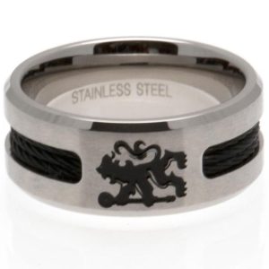 chelsea fc black inlay ring large