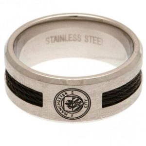 manchester city fc black inlay ring medium