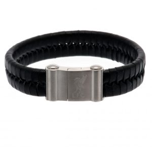 liverpool fc single plait leather bracelet